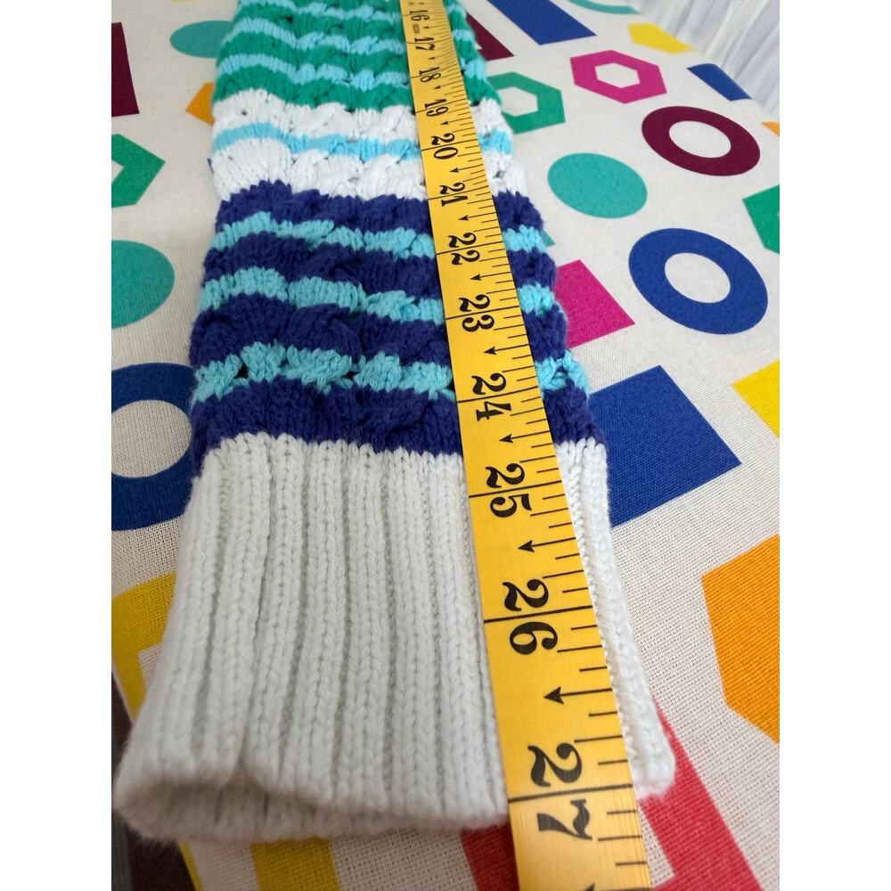 Talbots Cotton Pointelle Open Knit Striped Sweater Women's Small S Blue Green - Picture 8 of 8
